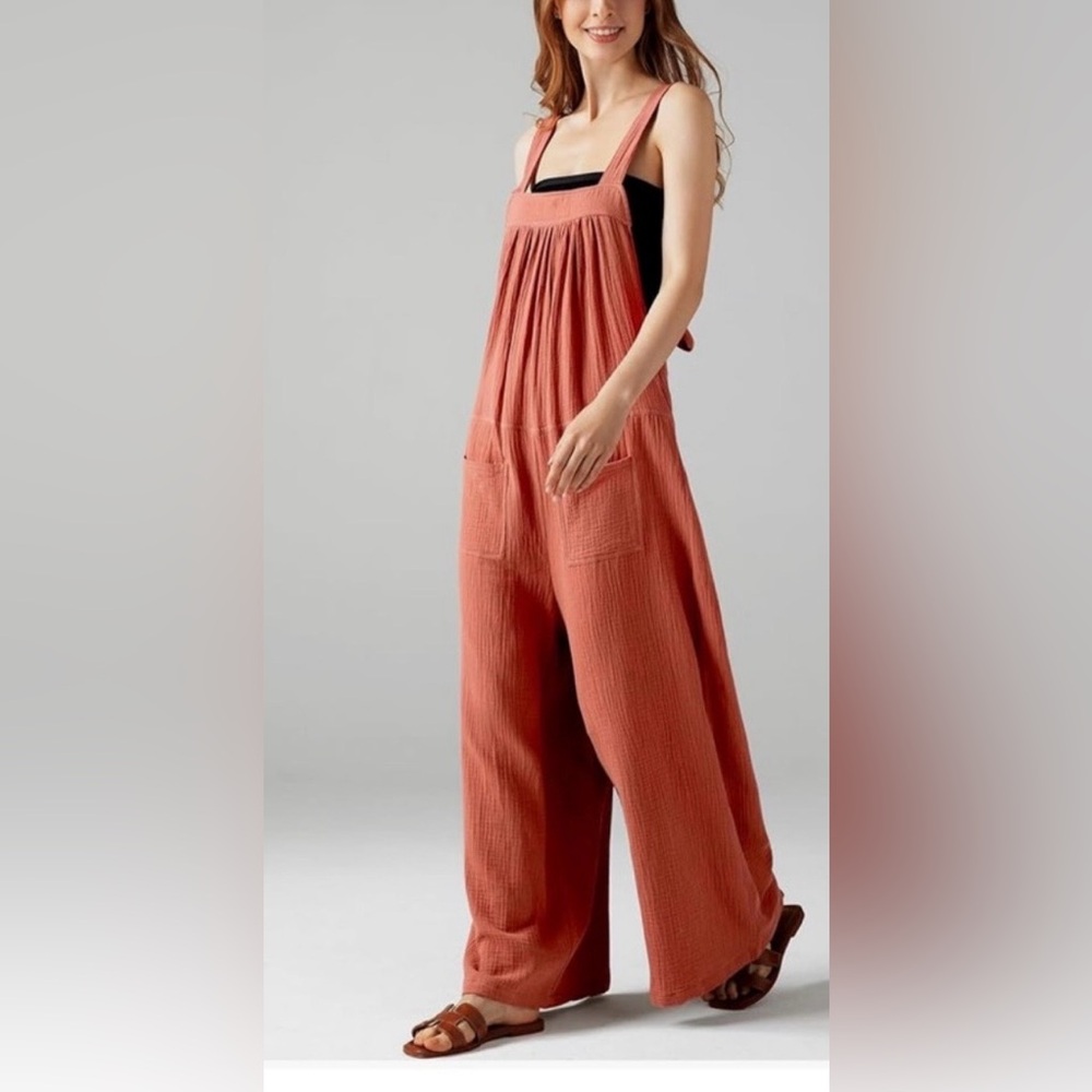 Casly Lamiit Women's Jumpsuit Size L Orange Wide Leg